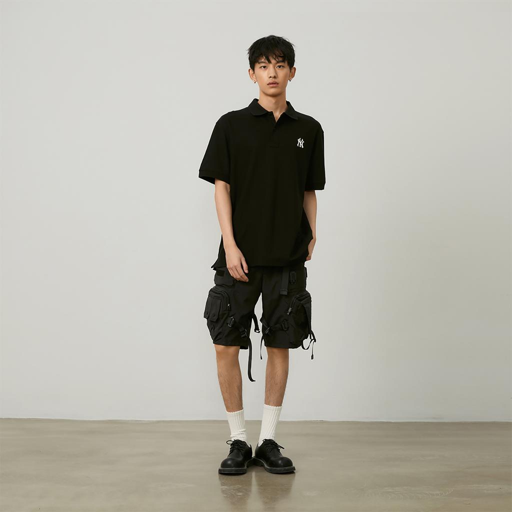 New MLB New York Yankees MLB Basic Logo SS24 Polo Shirt Unisex Black 3APQB0143-50BKS