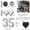 1050pcs Black & Silver Party Balloons Decorations with Silver Happy Birthday Banner Chrome Silver Balloons for kids and adults