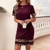 Summer New Women's Short Sleeve Fashion Leopard Print Dress Elegant Commuter Casual Dress