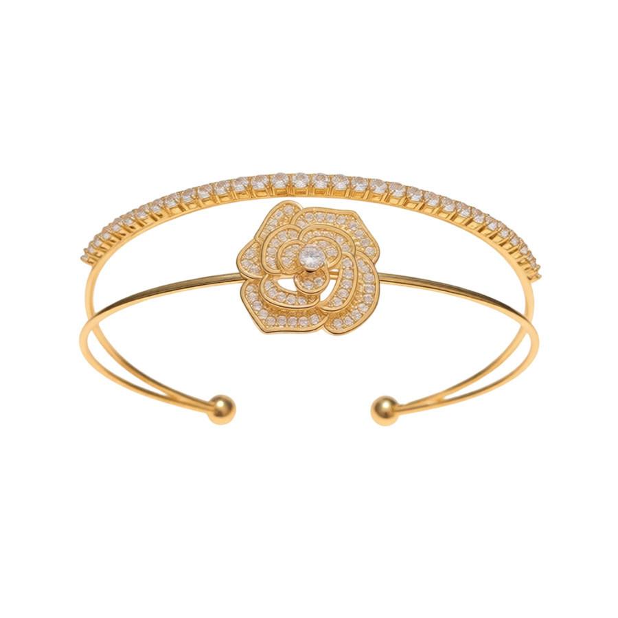 Copper Zircon Flower Double Layer Bracelet For Women Fashion Jewelry Spring 2026