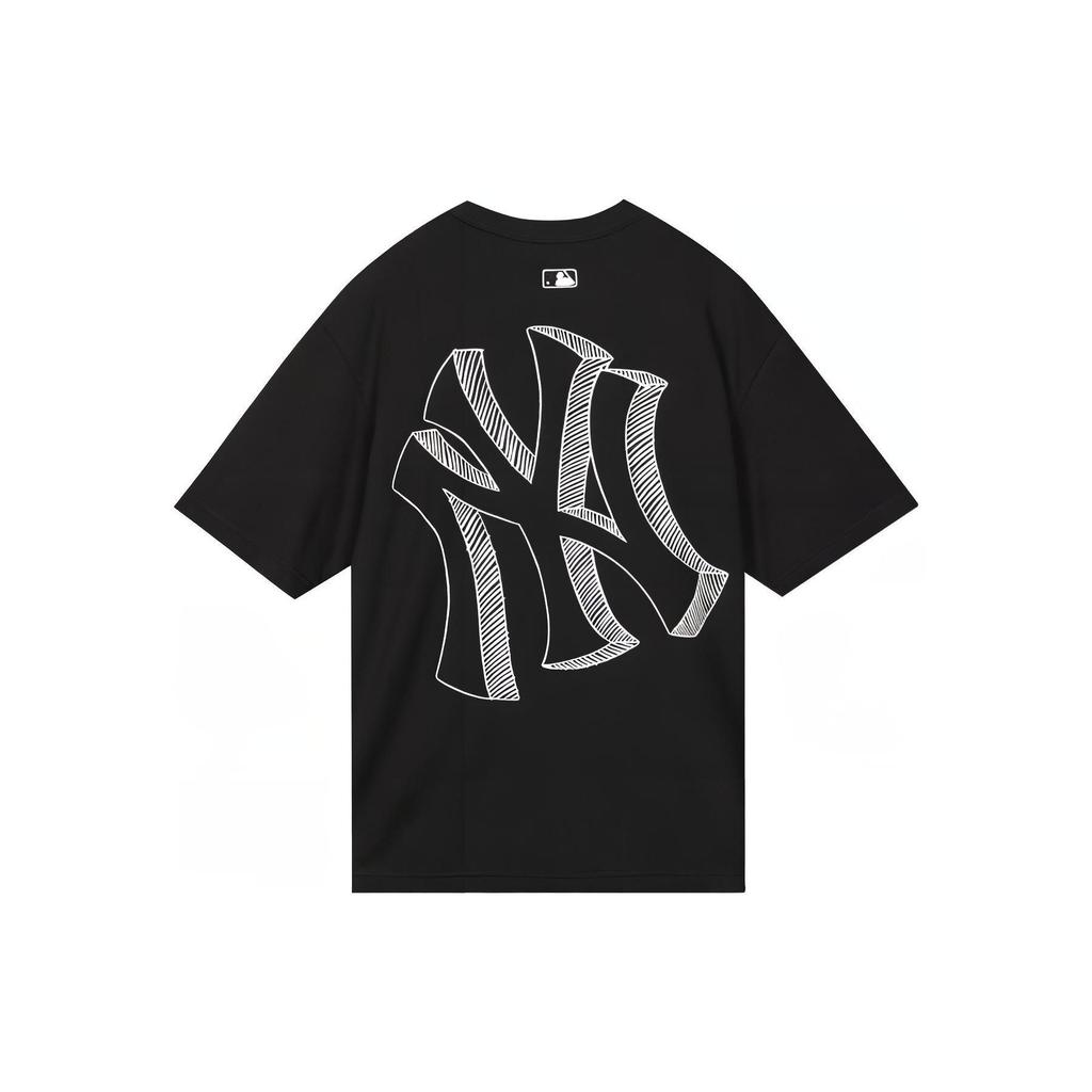 MLB New York Yankees American Vintage Crew Neck Letter Print Short Sleeve T-Shirt Unisex T-Shirt Black 3ATSB0534-50BKS