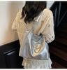 Solid Color Pu Leather Women's Shoulder Bag Sweet Pearl Chain Ladies Casual Tote Large Capacity Portable College Girls Handbags
