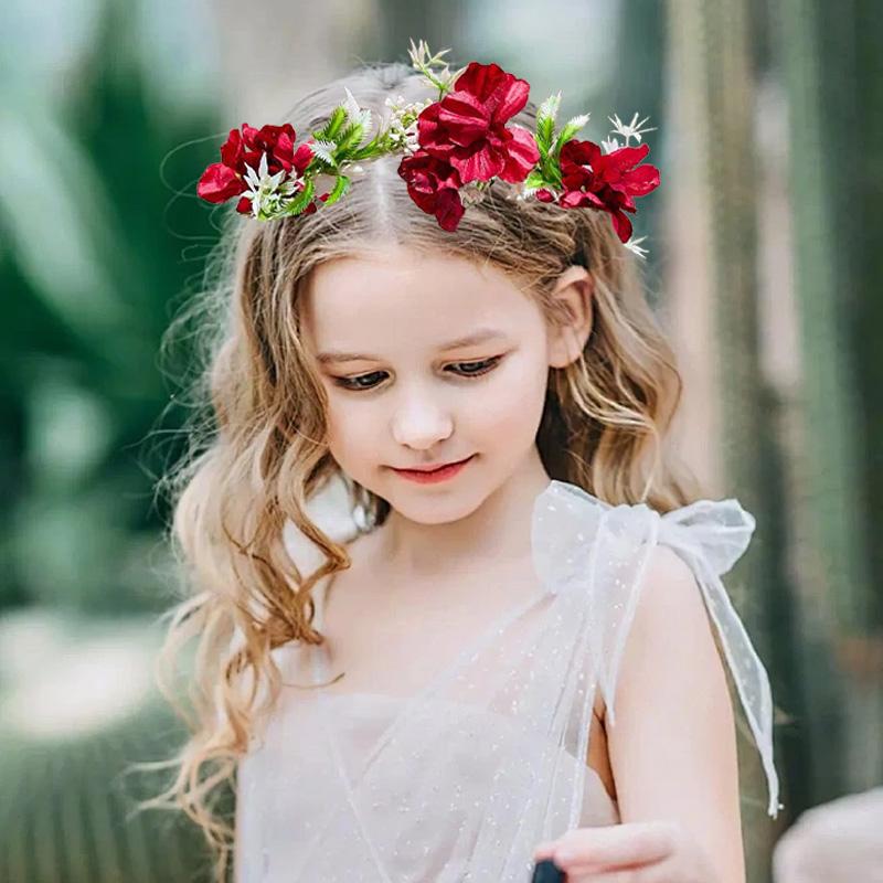 1PC Fairy Wreath Photography Props Headdress Bohemian Style Ribbon Headband Forest Series Headpiece Floral Wreath