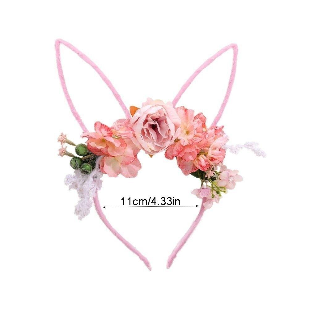 Artificial Flower Easter Garland Colorful Forest Rabbit Ears Headband Headpiece Photography Props Bunny Ears Hair Hoop
