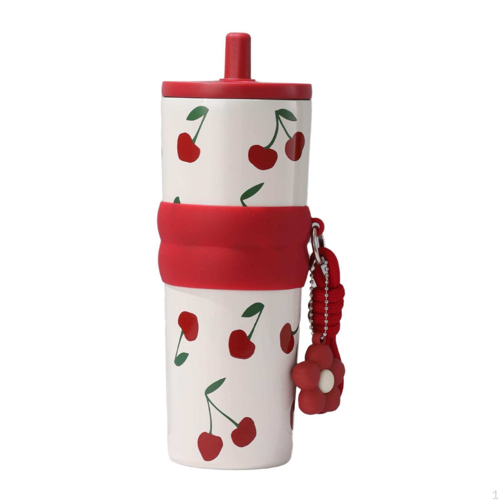 

710ml Stainless Steel Insulated Tumbler for Women - Ideal Sports, Travel, Graduations, Picnics, Red Cherry