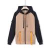 Men Hooded Jacket Autumn Winter Zip-up Hoodie Multi-Pocket Fleece Lined Sweatshirt Jacket for Daily