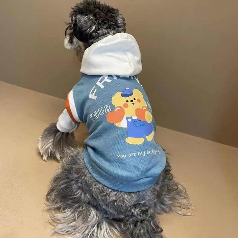 

Одежда для собак Весна и осень весенний теплый кот Тедди Померанский шпиц Шнауцер со шляпой двухслойный двухлапый свитер 2XL bust 55cm about 14-8.5kg