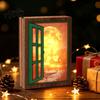 Christmas Fridge Magnet 3Pcs Light-up Window Magnet Wooden Fake Refrigerator Magnets with LED Light Magnetic Decoration for Holiday Party