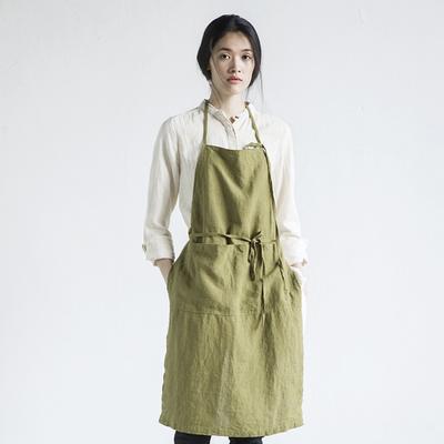 Sub-cotton and Linen Apron Plain Ceramic Art Simple Sleeveless Kitchen Home Anti-fouling Smock Embroidery