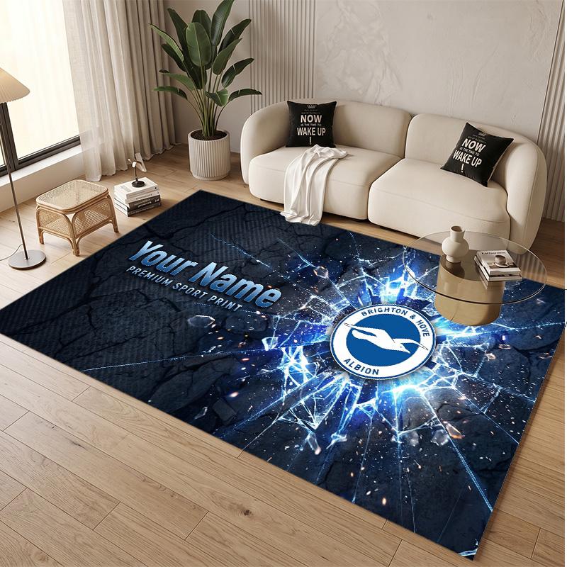 Personalized Crystal Velvet Carpet Brighton & Hove Albion Football Pattern Non Slip Floor Rug
