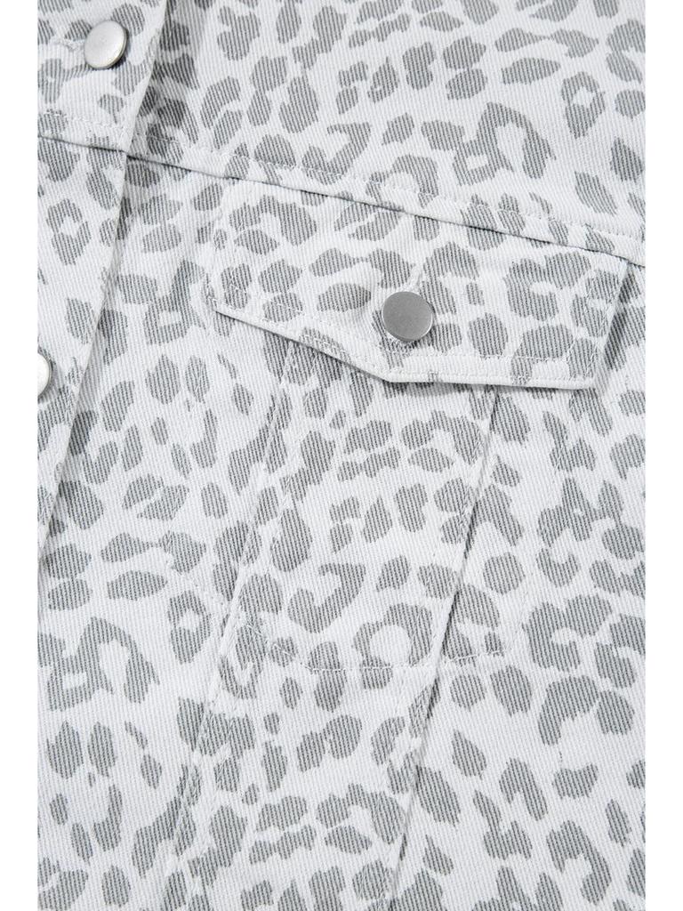 Shi Ying Women's 2025 Leopard Print Lapel Denim Jacket - Trendy European & American Winter Outerwear.