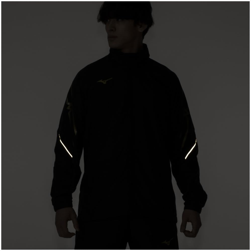 Mizuno 32MEA631 Breath Thermo Lined Warmer and Training Size M MC-LINE Jacket, Moisture-Wicking Heat-Generating Wear, Black/Gold,