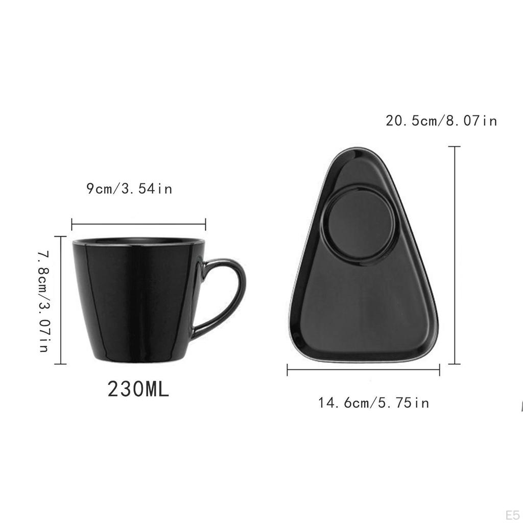 2 Piece Ceramic Mug Set, Cappuccino Cup with Saucer And Spoon, Creative Milk Mug, for