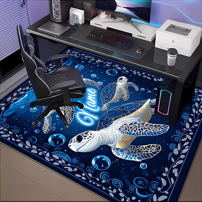 1PC Custom Name Ocean Turtles Art Theme Floor Mat Ideal for Living Room, Game Rooms, Office, Bedroom,Floor Mat Playful Design