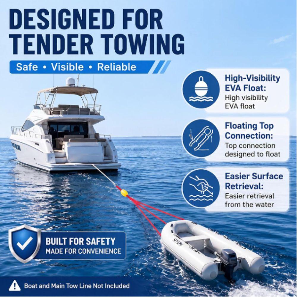 316 Stainless Steel Boat Tow Strap High Strength Polyester Boat Tow Rope Boat Towing Bridle  Boat