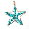 Star Pendant In Chips of Turquoise Blue Howlite Pearls + Chain