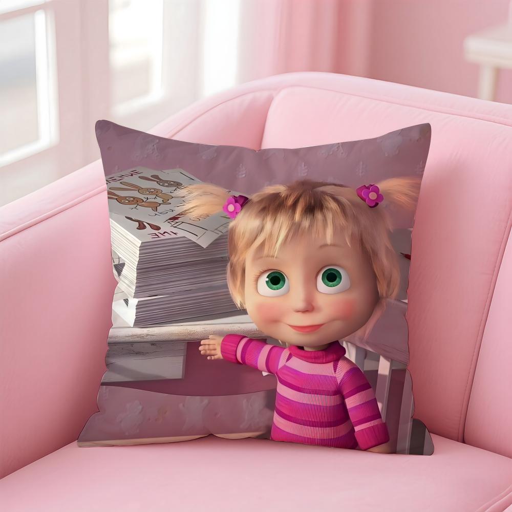 Kreskówka M-Masza i Niedźwiedź Poszewka na Poduszkę Wygodna Dwustronna Poszewka Idealna do Samochodu Sofy Sypialni i Nie Tylko