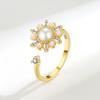 Bague Anti-Stress et Anxiété pour Femmes Plante Fleur Couleur Or Tourne Librement Fidget Spinner en Métal Anneaux Ouverts Réglables Anillo