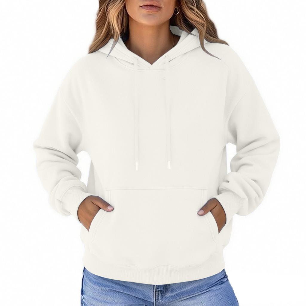Damen Color Lockere Passform Übergröße Langarm Sweatshirt mit Tasche für Lässige Alltagsmode