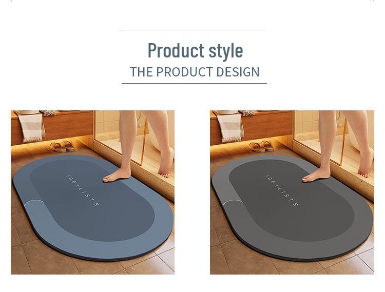 Cross-Border Minimalist Non-Slip Diatomaceous Earth Bath Mat - Quick-Drying, Water-Absorbent, Wear-Resistant Toilet Entrance Doormat