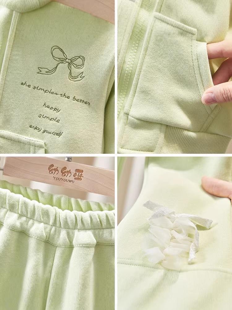 Girls' Casual Sweet Suit - Fresh Autumn Two-Piece Set, Pure Color for Small & Medium Children (2026 New Style)