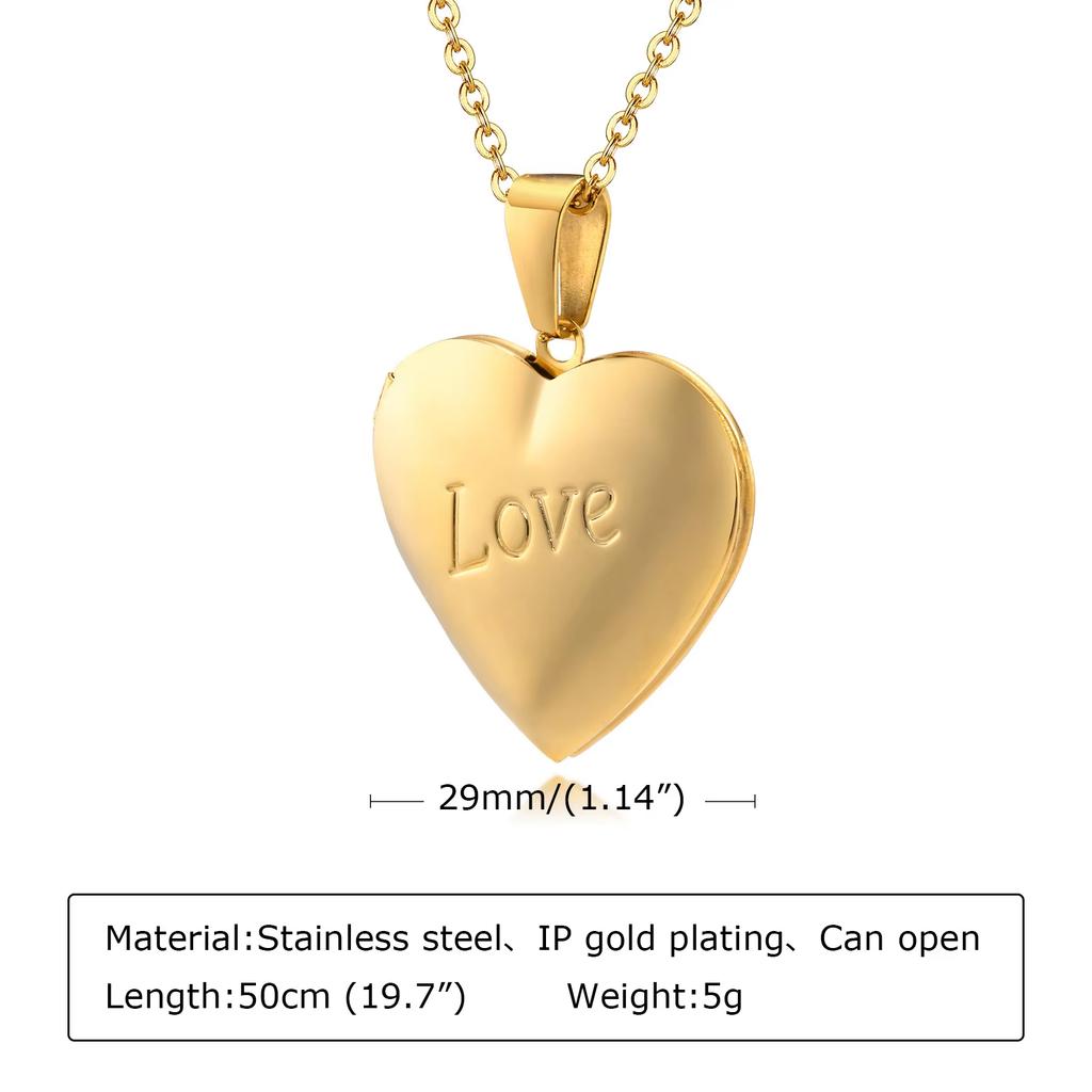 Photos Customize Stainless Steel Pendant Necklace for Women, Gold Plated Heart Photo Locket Openable Necklace Jewelry Gift