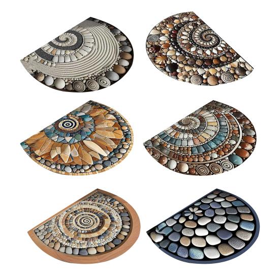 Fußmatte Rutschfest Stabiles Design Farbecht Saugfähig 3D-Illusions-Teppich Halbkreis Wohnzimmer Schlafzimmer Eingang Dekorativer Fußabtreter