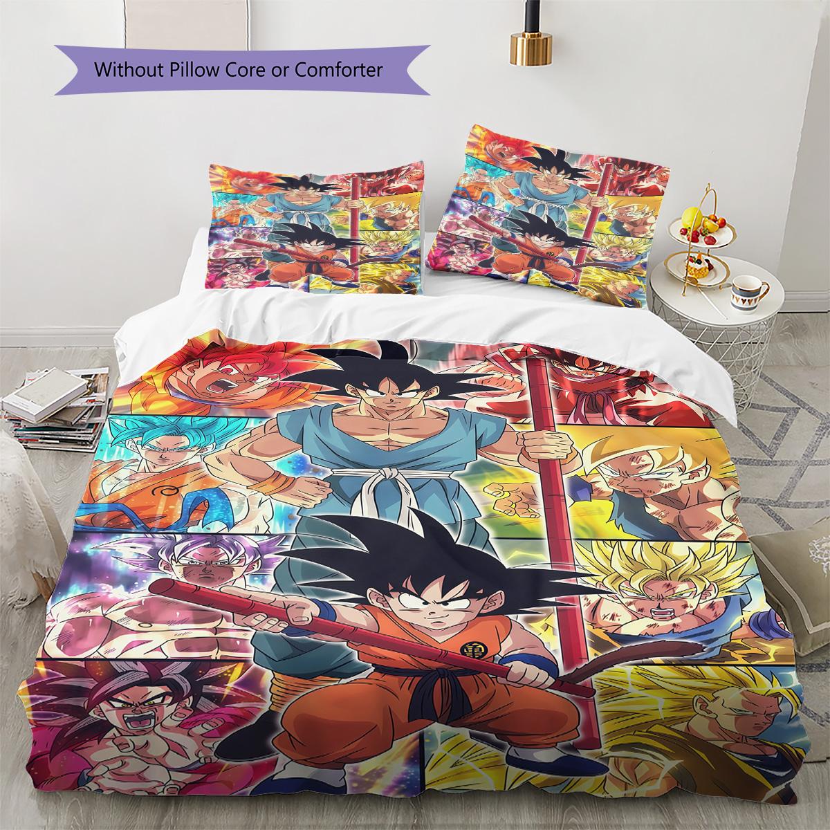

Dragon Ball Unique Bedding Set Soft Microfiber Duvet Cover with Pillowcases HD Print for Bedroom 135x200cm