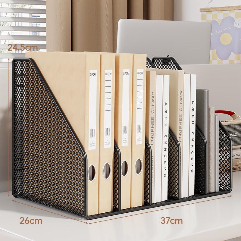 Metal Desktop File Organizer: Hanging Shelf & Storage Basket