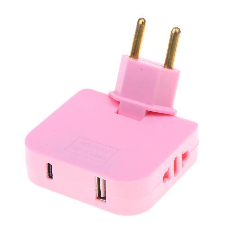 EU-Stecker 180 Grad drehbarer Steckdosenadapter Reise-Netzteilstecker Universeller Mehrfachsteckdosenadapter mit USB-Typ-C-Anschluss