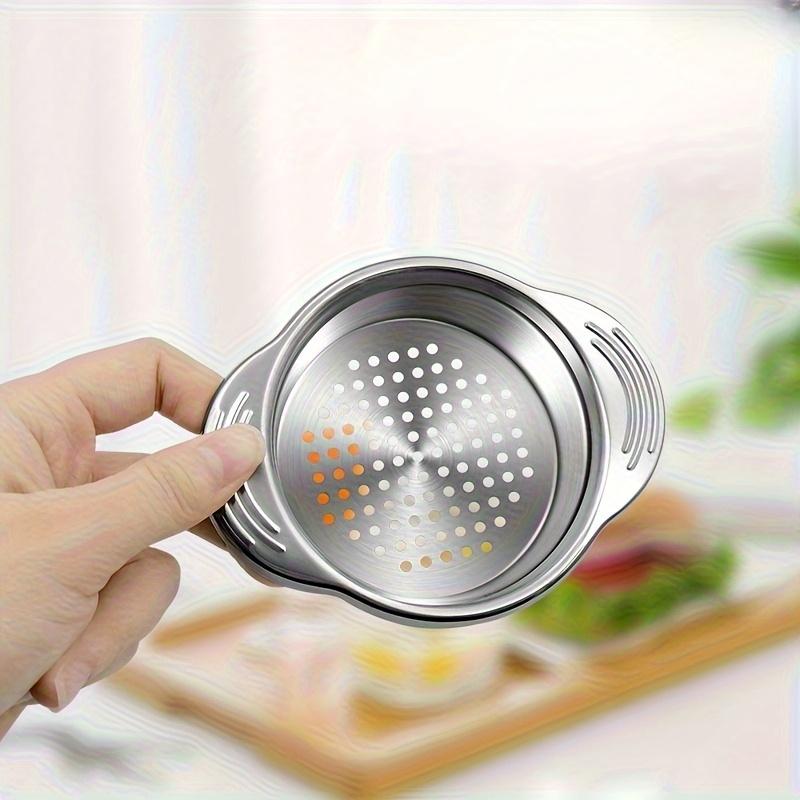 Leeseph 1pc Stainless Steel Food Can Strainer, Tuna Strainer, Sieve Tuna Lid Press Canning Colander, Oil Drainer, Kitchen Tools