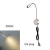 AC100-240V Silver 3W 3000K 4000K 6000K LED Reading Lights with EU USA Plug for Bed Headboard Desk Aluminum Goosene wall lamp
