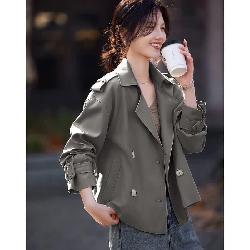 XWI Women s Stylish Commuter Short Trench Coat M серый