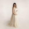 Women Pregnant Lace Long Splicing Tie Dress Maternity Photography Props Clothes