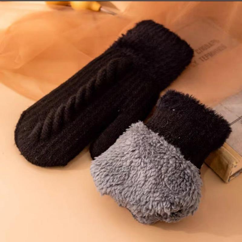 Cold Proof Cycling Gloves for Students Anti Freeze Warm Velvet and Thickened Knitted Gloves for Women  Winter