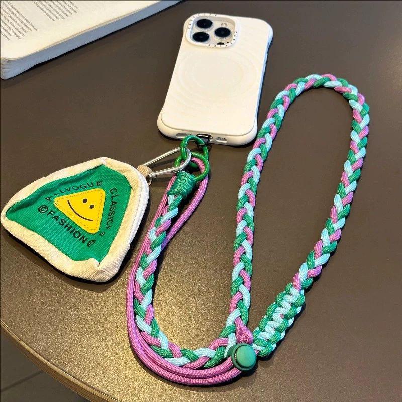 Dopamine color scheme mobile phone case lanyard adjustable messenger portable pendant storage bag multi-functional anti-lost lanyard female