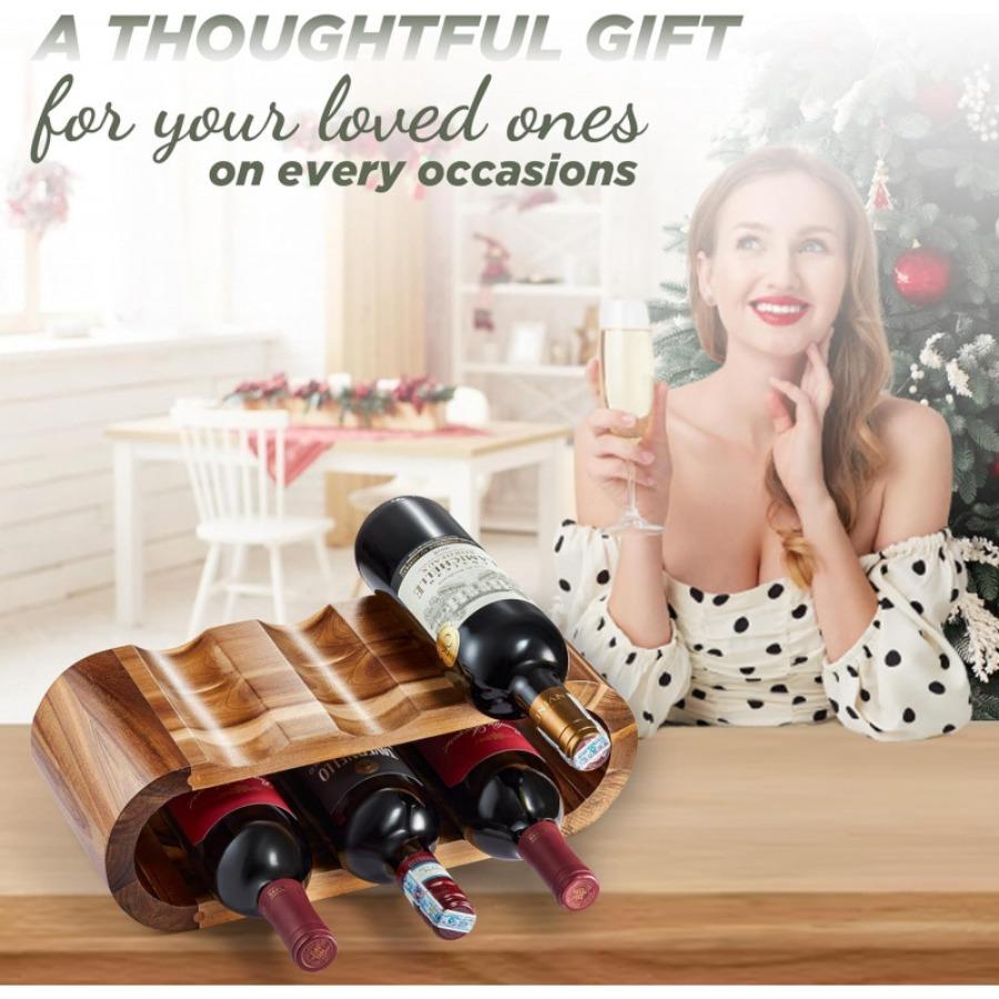 Wine Racks for Countertop Bottle Holder, Wood Wine Storage Racks, Small Wine Rack Organizer, Rustic Wine Rack, Durable, 2 Tier,