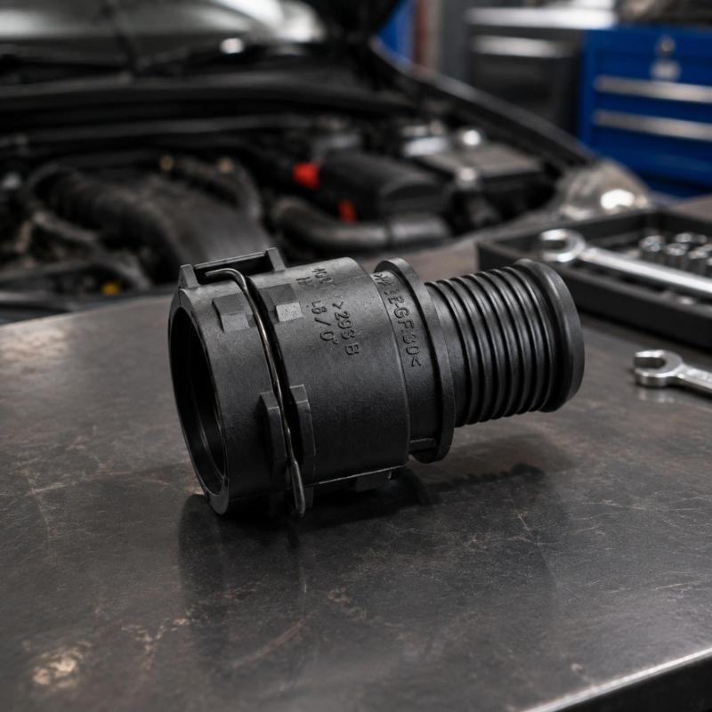 ABS Heater Hose Fitting with Clip-Side Connection and Ribbed Hose End 95089363 95089364 for Automotive Heater-Hose Replacement Work