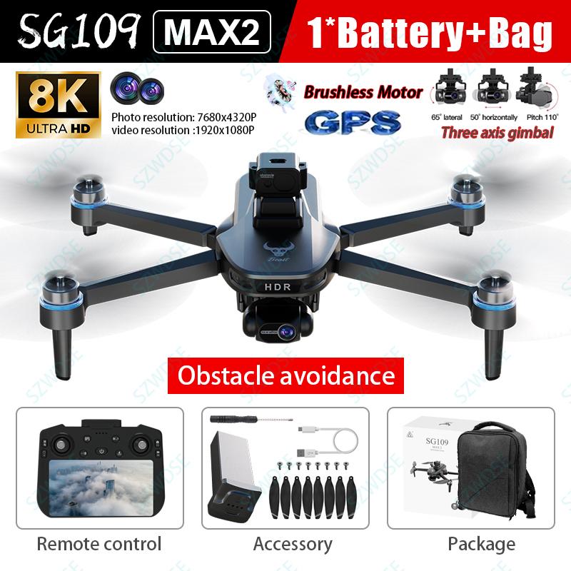 2026 New SG109 MAX2 GPS Drone with 8K Camera 3-Axis Gimbal WIFI 360° Laser Intelligent Obstacle Avoidance Screen Remote 5G FPV Brushless RC Dron