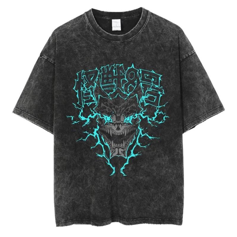 

Washed Tshirt Popular Anime Kaiju No 8 Printed Tshirt for Men Cotton Washable Tshirt for Harajuku Men Casual Top for Manga S