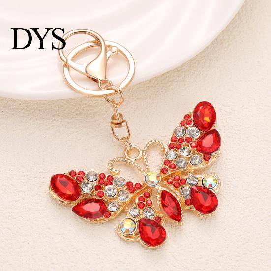 Anti-oxidation Keychain Pendant Sparkling Rhinestones Butterfly Design Key Chain with Lobster Clasp Backpacks Car Bags Decorative Accessory