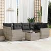 7 Piece Garden Sofa Set with Cushions Light Gray Poly Rattan