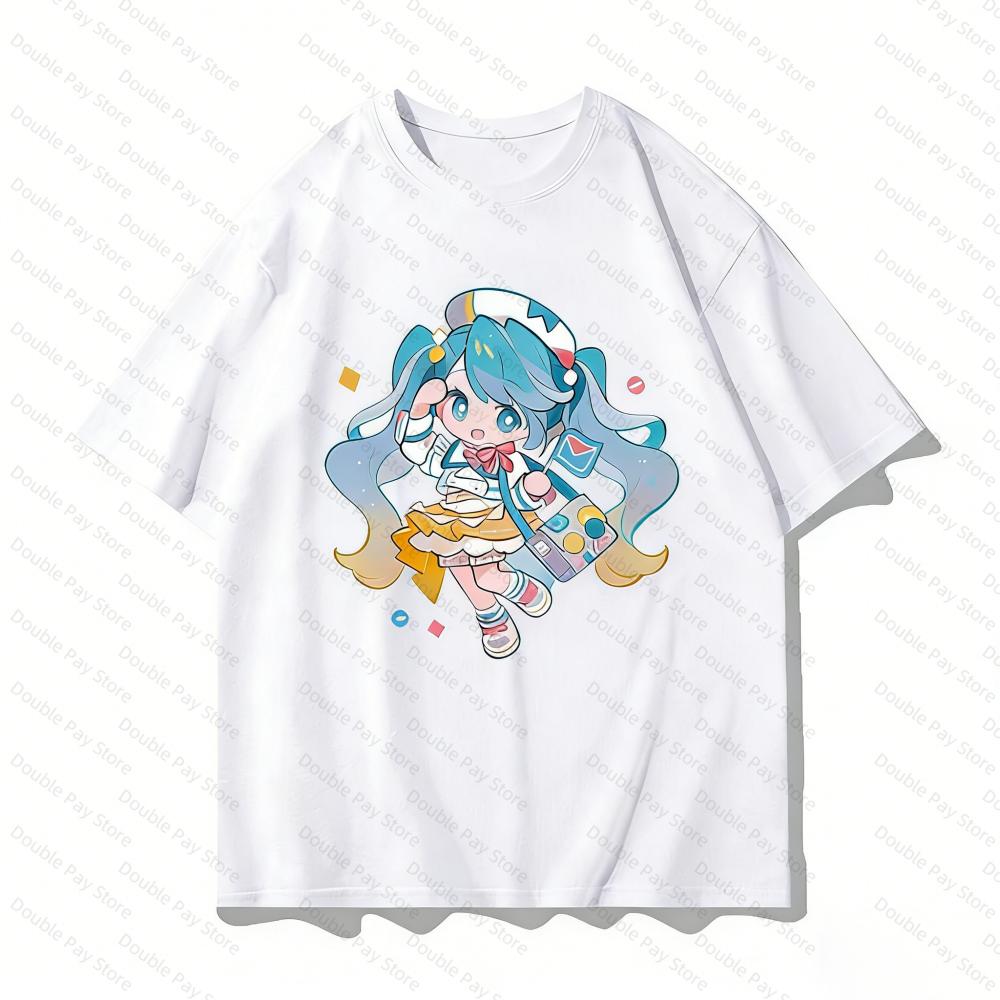 Hatsune miku Q Version Anime TShirt Unisex Women tshirts Casual Short Sleeve Cartoon Graphic Tees Streetwear Tops Kids Tshirt