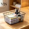 Decorative Metal Grid Baskets Iron Storage Basket, Nordic Style Wire Organizer Bin, Large Breathable Mesh Boxes Capacity Container for Kitchen