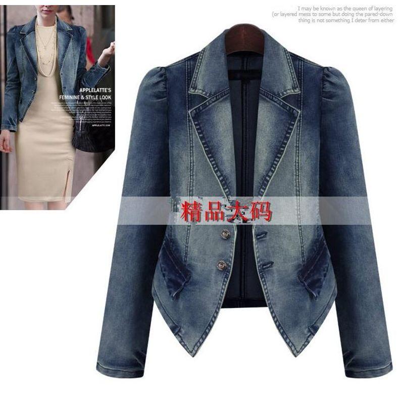 

Женская куртка большого размера в весеннем европейском и американском стиле, джинсовая куртка Denim color Plus size M