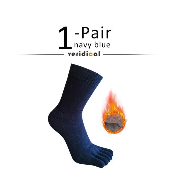 1/5 Pairs Winter Thick Five Finger Socks Man Cotton Solid Business Anti-Bacterial Breathable Warm Floor Sleeping Terry Toe Socks