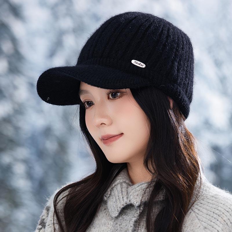 Autumn and Winter Warm Cap Women's Knitted Wool Fashion Baseball Cap Thickened Casual Hat