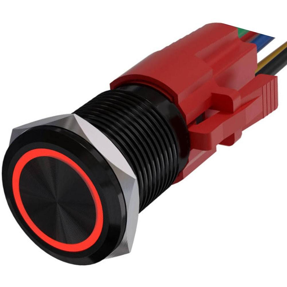 

Waterproof 16mm Latching Push Button Switch 12V with Self Locking Feature Red reset