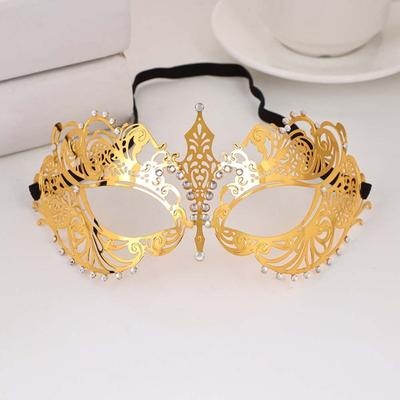 Venetian Halloween Half Face Mask Vintage Handmade Black Lace Metal Mask Elastic Bands Hollowed-out Masquerade Princess Mask