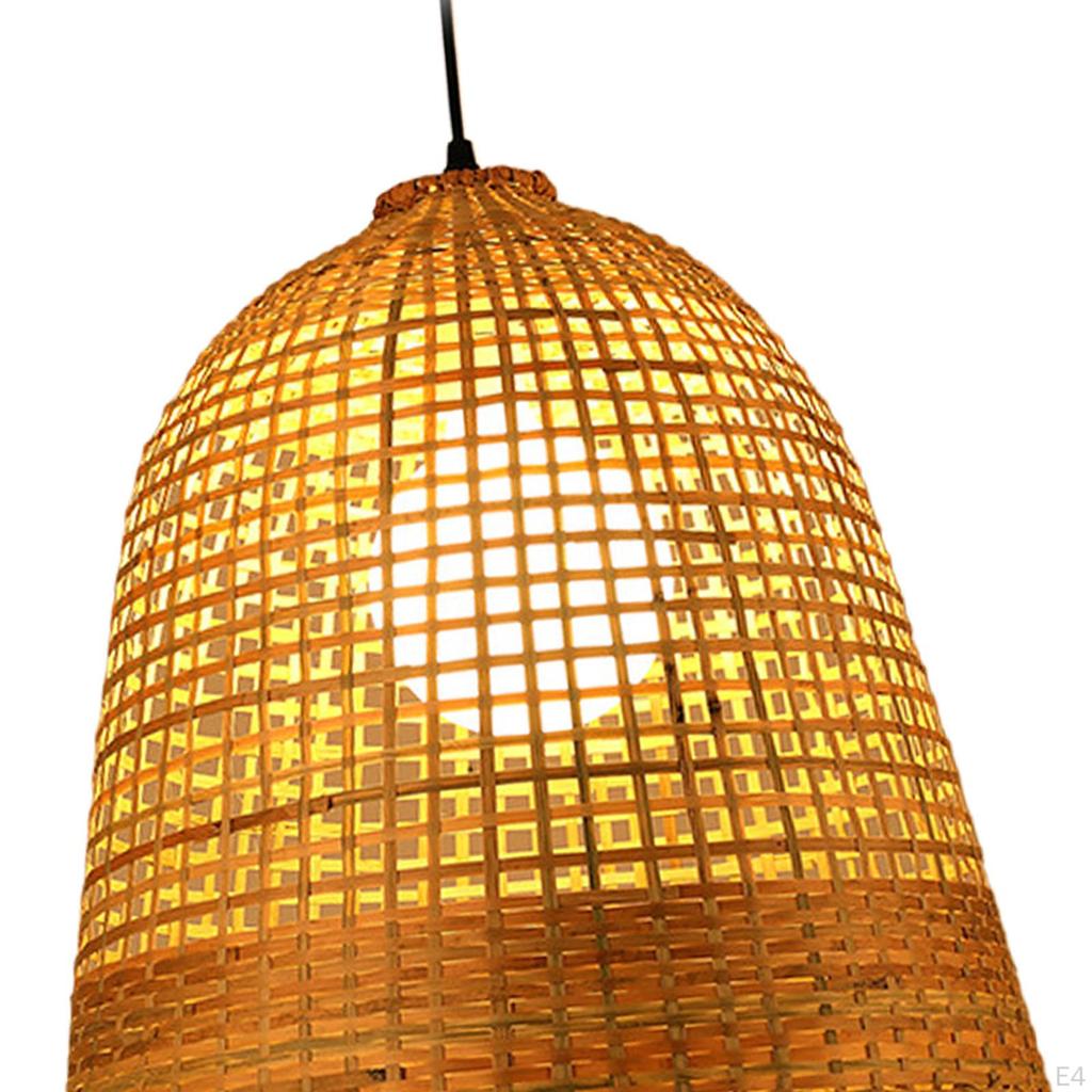 LED Pendant Light Chandelier Lighting Wall Lamp E27 Base Wicker Ceiling Fixture for Dorm,